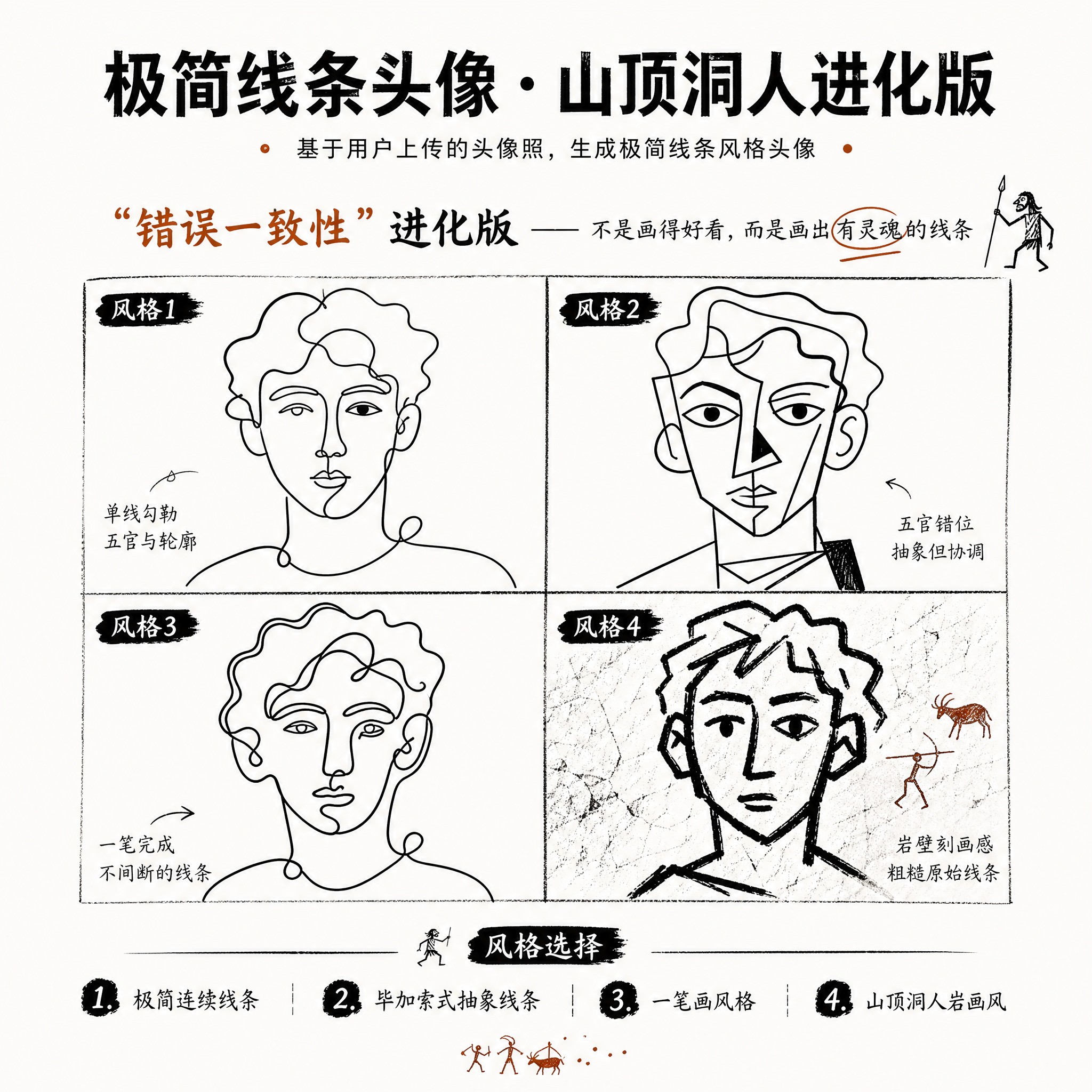 #37 极简线条头像·山顶洞人进化版
