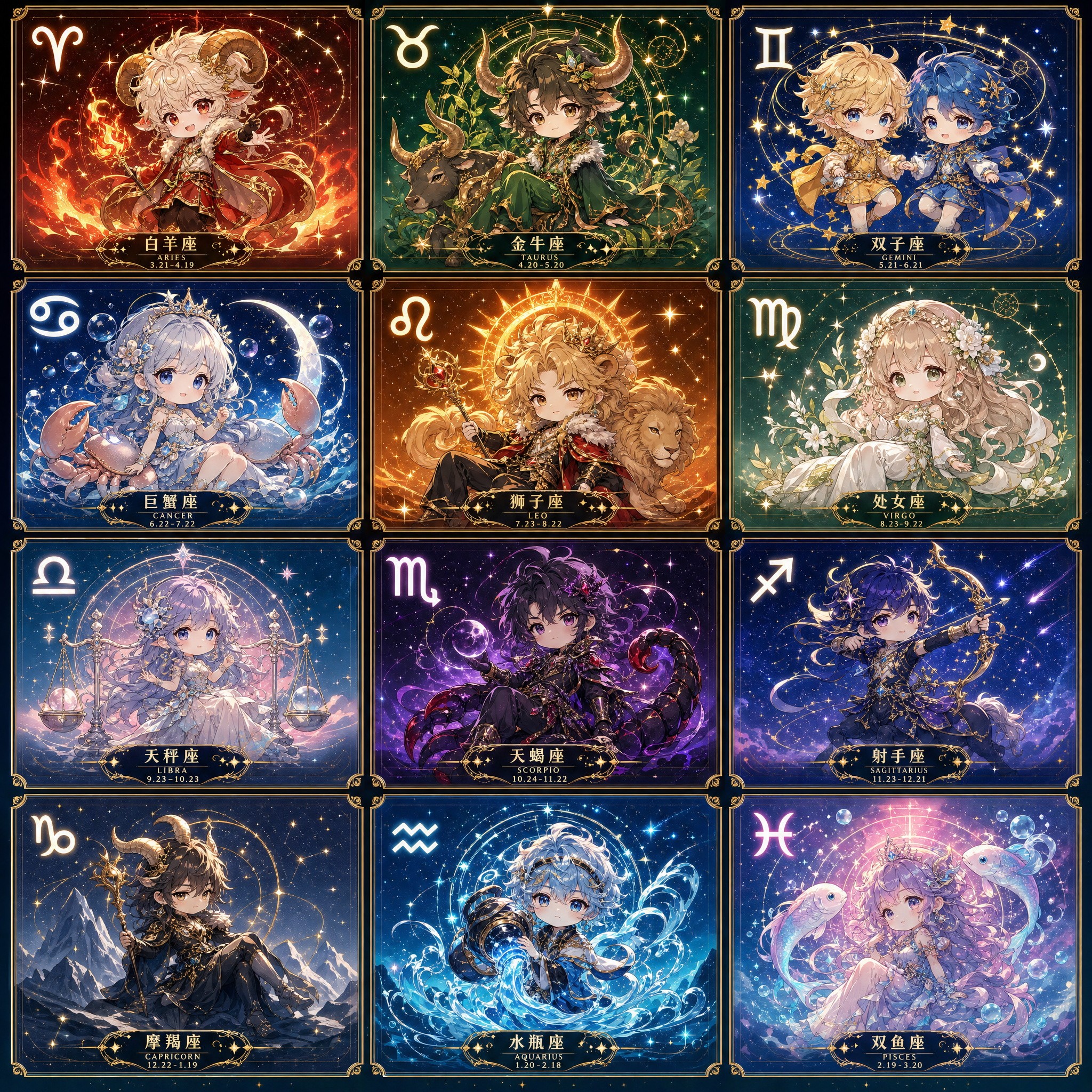#50 十二星座IP图·3×4网格系列