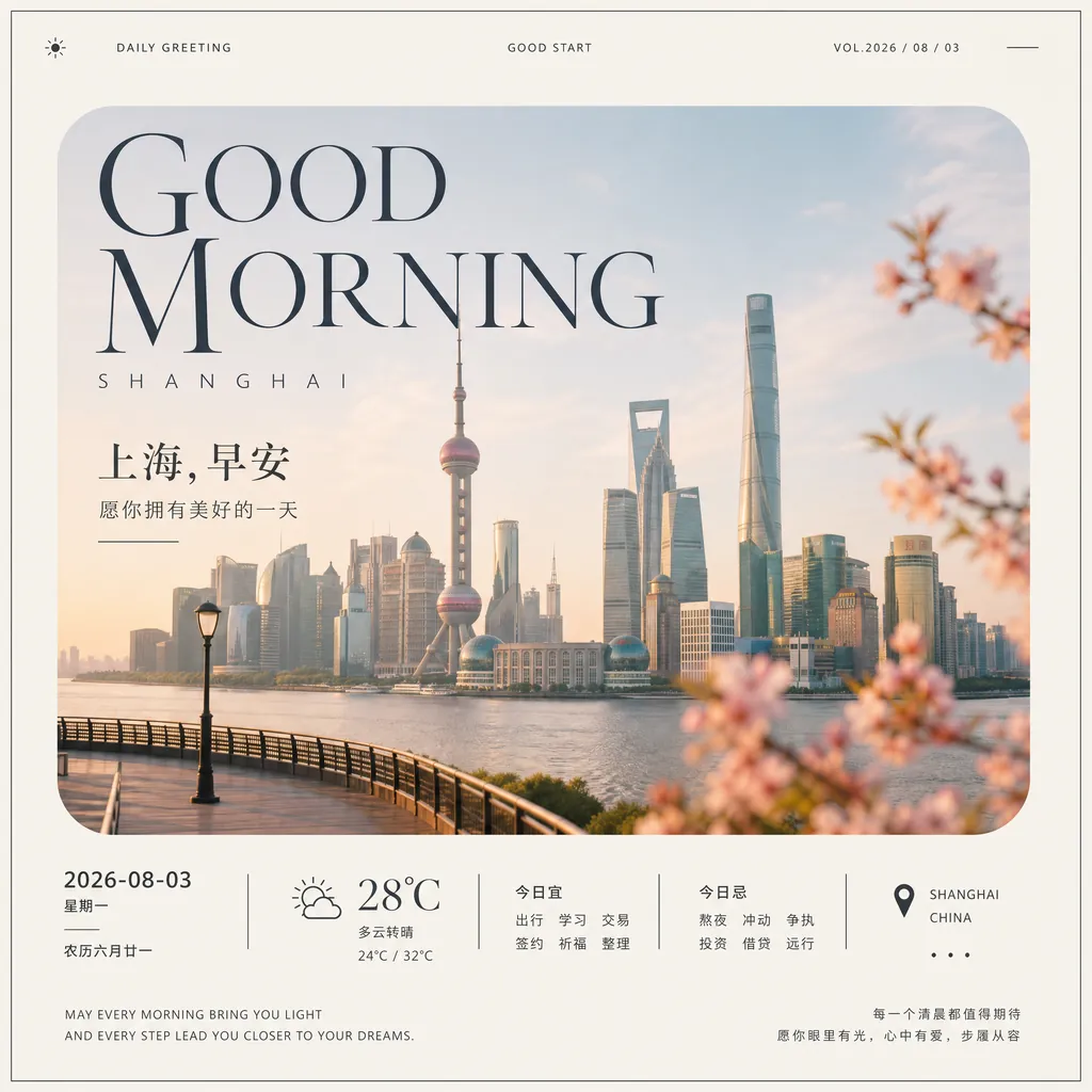#176 松弛清透早安·圆角影像窗·编辑海报
