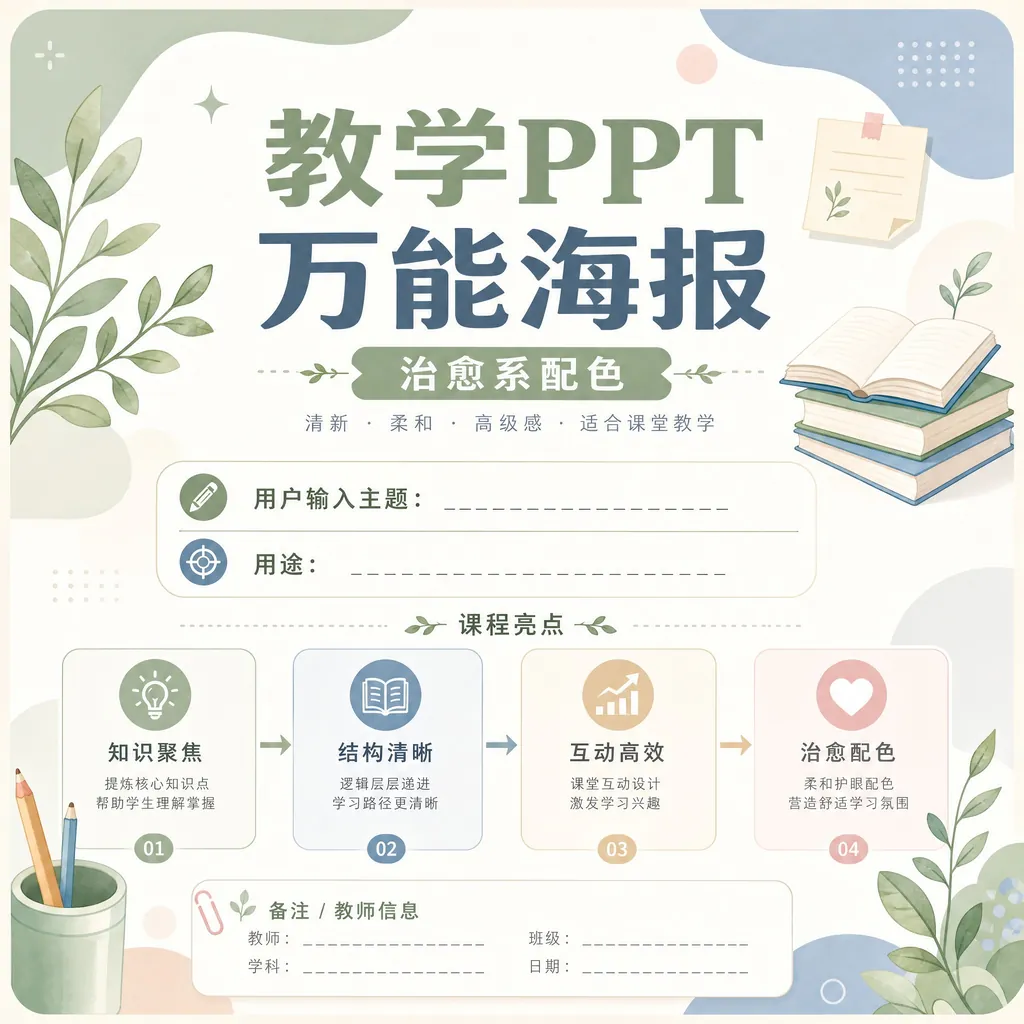 #43 教学PPT万能海报·治愈系配色